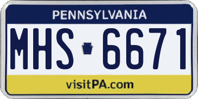 PA license plate MHS6671
