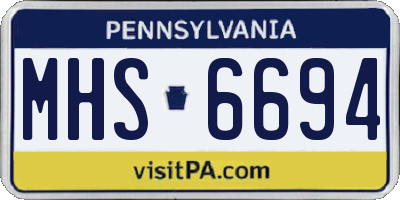 PA license plate MHS6694