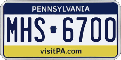 PA license plate MHS6700