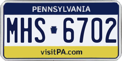 PA license plate MHS6702