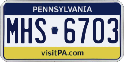 PA license plate MHS6703