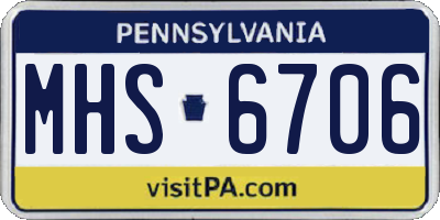 PA license plate MHS6706