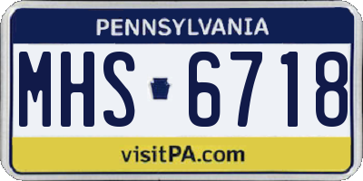 PA license plate MHS6718