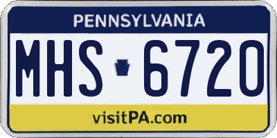 PA license plate MHS6720