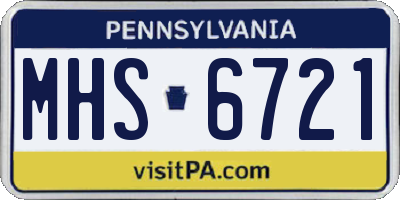 PA license plate MHS6721