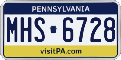 PA license plate MHS6728