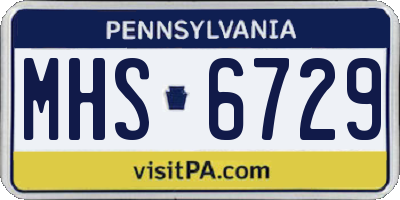 PA license plate MHS6729