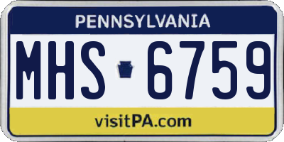 PA license plate MHS6759