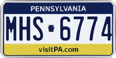 PA license plate MHS6774