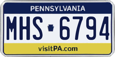 PA license plate MHS6794