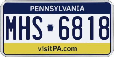 PA license plate MHS6818