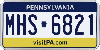 PA license plate MHS6821