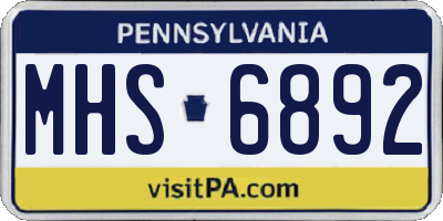 PA license plate MHS6892