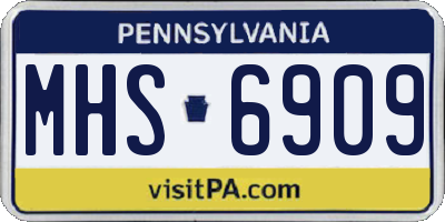 PA license plate MHS6909