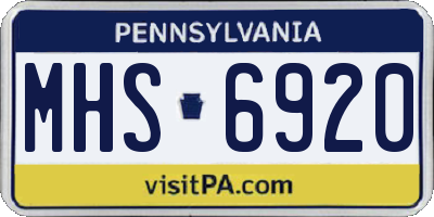 PA license plate MHS6920