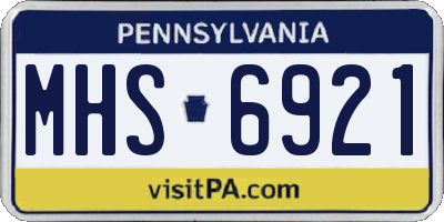 PA license plate MHS6921
