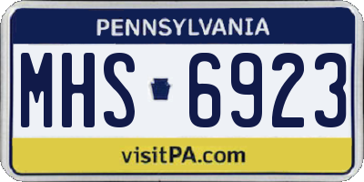 PA license plate MHS6923