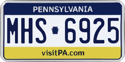 PA license plate MHS6925