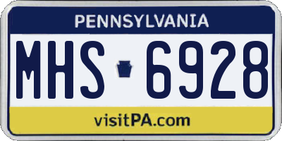 PA license plate MHS6928