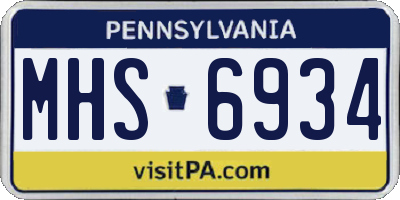 PA license plate MHS6934