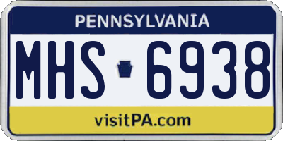 PA license plate MHS6938