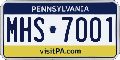 PA license plate MHS7001