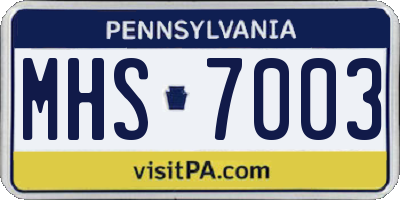 PA license plate MHS7003