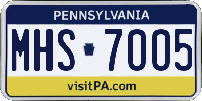 PA license plate MHS7005
