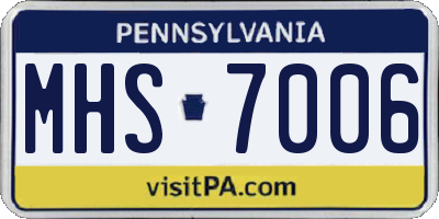 PA license plate MHS7006
