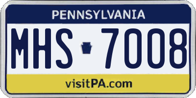 PA license plate MHS7008