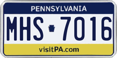 PA license plate MHS7016