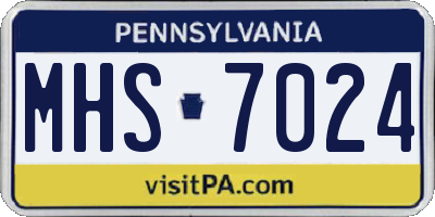 PA license plate MHS7024