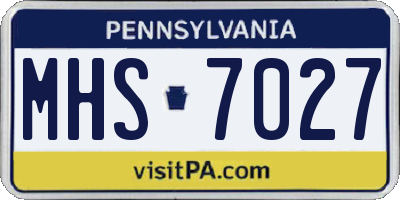 PA license plate MHS7027