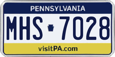 PA license plate MHS7028