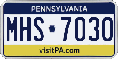 PA license plate MHS7030