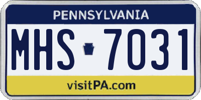 PA license plate MHS7031