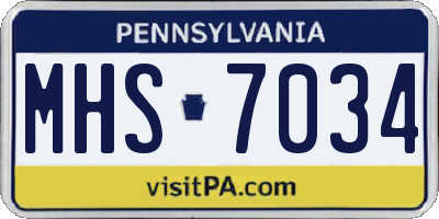 PA license plate MHS7034