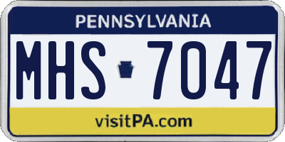 PA license plate MHS7047