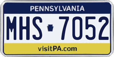 PA license plate MHS7052