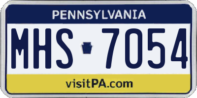 PA license plate MHS7054