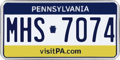 PA license plate MHS7074