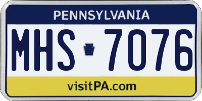 PA license plate MHS7076