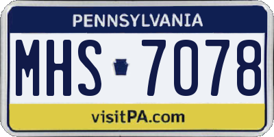 PA license plate MHS7078