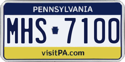 PA license plate MHS7100