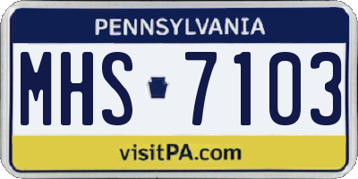 PA license plate MHS7103