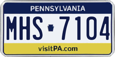 PA license plate MHS7104