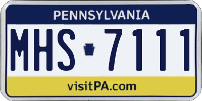 PA license plate MHS7111