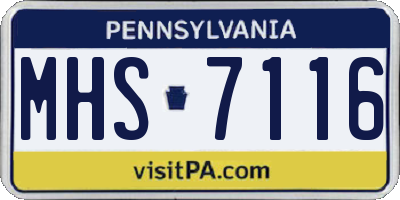 PA license plate MHS7116