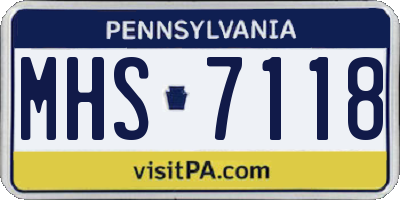 PA license plate MHS7118