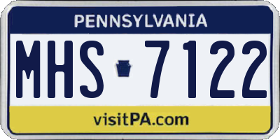 PA license plate MHS7122